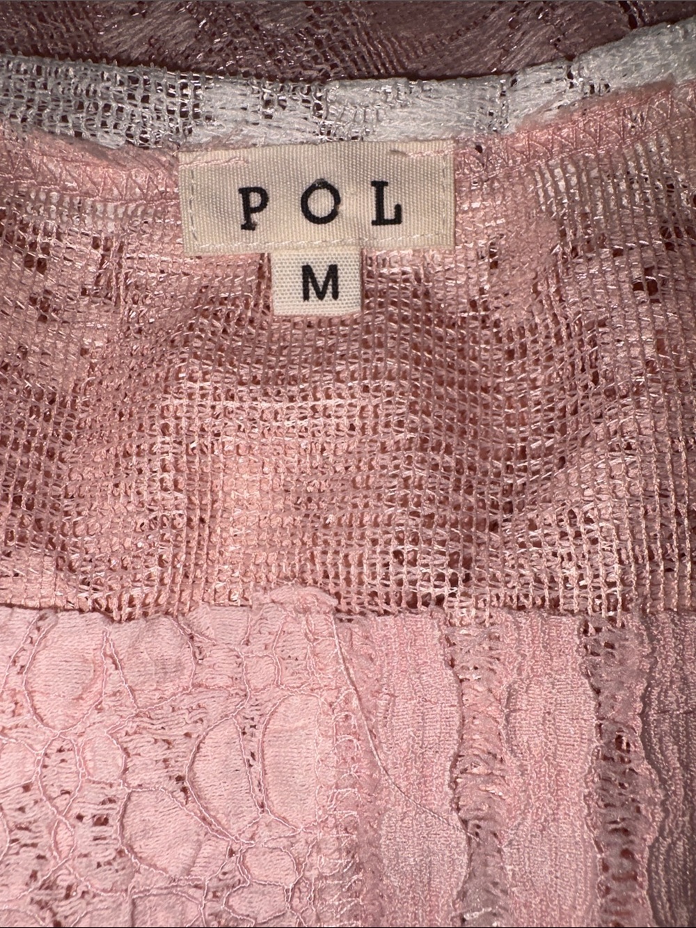 POL Pink Floral Lace V-Neck Chemise Top with Cream Trim - Picture 8 of 9